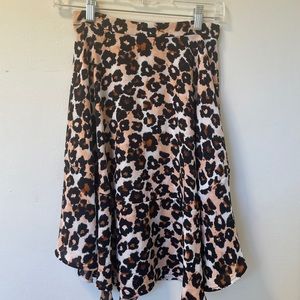 H&M Leopard Print Asymmetrical Silky Midi Skirt